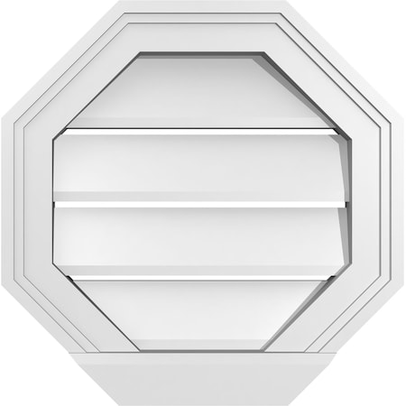 Ekena Millwork Octagonal Surface Mount PVC Gable Vent: Functional, w/ 2"W x 2"P Brickmould Sill Frame, 16"W x 16"H GVPOC16X1603SF